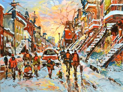 null BRUNONI, Serge (1939-)
"Montréal, rue Julien"
Oil on canvas
Signed on the lower...