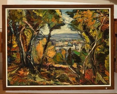 null GIUNTA, Joseph (1911-2001) 
"Sur le Mont-Royal" 
Oil on masonite
Signed on the...