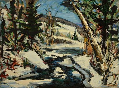 null GIUNTA, Joseph (1911-2001) 
River in the spring thaw
Oil on masonite
Signed...