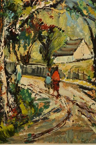 null GIUNTA, Joseph (1911-2001)
"Promenade (Châteauguay, Québec)"
Huile sur isorel...
