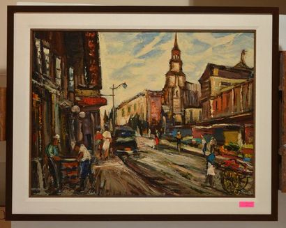 null GIUNTA, Joseph (1911-2001) 
"Rue St.Paul, Montréal, Que"
Oil on masonite
Signed...