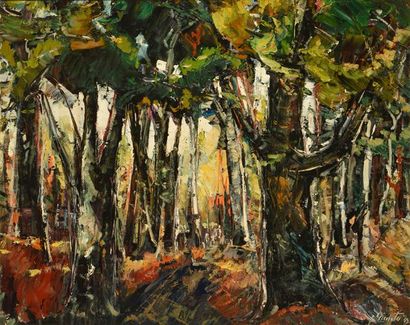 null GIUNTA, Joseph (1911-2001)
"Chemin de campagne, Mt-Royal, Que"
Huile sur isorel
Signée...