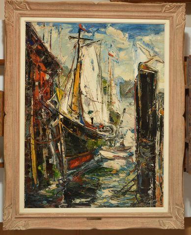 null GIUNTA, Joseph (1911-2001)
"Harbour, Bateaux de pêche, Atlantique"
Huile sur...