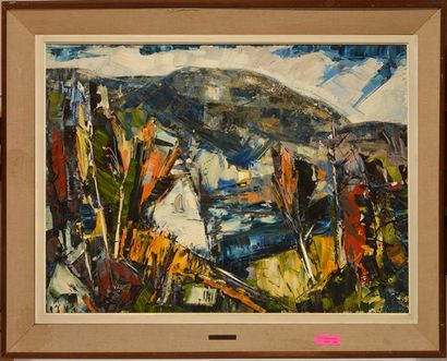 null GIUNTA, Joseph (1911-2001) 
"Automne, Laurentides, Piedmond, Que"
Oil on masonite
Signed...