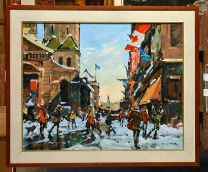 null BRUNONI, Serge (1939-)
"Québec, enfin avril rue Buade"
Oil on canvas
Signed...