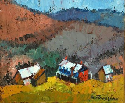 null ROUSSEAU, Albert (1908-1982)
"Vue des Laurentides Quebec(?)"
Oil on canvas
Signed...