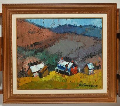 null ROUSSEAU, Albert (1908-1982)
"Vue des Laurentides Quebec(?)"
Oil on canvas
Signed...