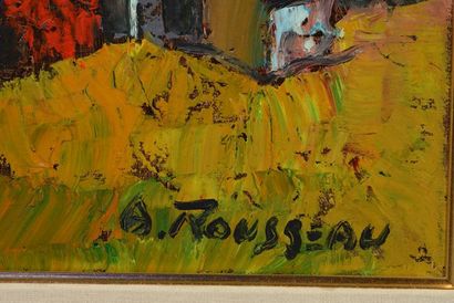 null ROUSSEAU, Albert (1908-1982)
"Vue des Laurentides Quebec(?)"
Oil on canvas
Signed...