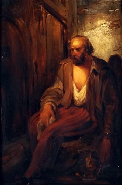 null MACLISE, Daniel (1806-1870)
Seated bearded man
Oil on board
Signed on the lower...