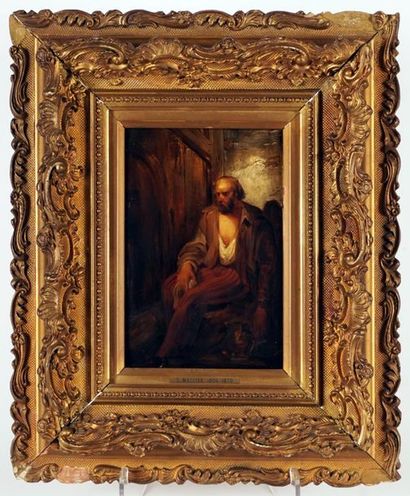 null MACLISE, Daniel (1806-1870)
Seated bearded man
Oil on board
Signed on the lower...