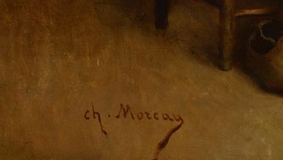 null MOREAU, Charles (1830-1891)
Homework
Oil on board
Signed on the lower left:...