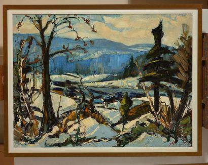 null GIUNTA, Joseph (1911-2001)
Hiver, Laurentides
Huile sur isorel 
Signée en bas...