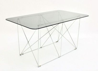 null Max Sauze
Table pliante en métal, plateau de verre