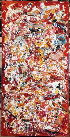 null JACOBS, Katja (1939-)
“Inca Dove"
Huile et collage sur toile
Signée, titrée...