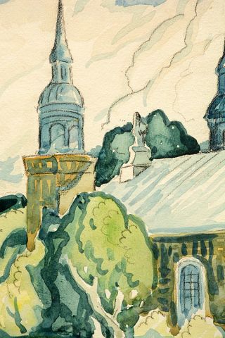 null FORTIN, Marc-Aurèle (1888-1970)
Church with two bell towers
Watercolour
Signed...