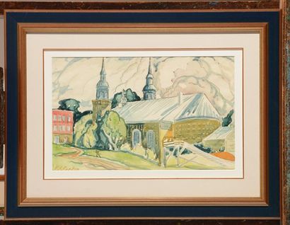 null FORTIN, Marc-Aurèle (1888-1970)
Church with two bell towers
Watercolour
Signed...
