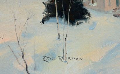 null RIORDON, John Eric Benson (1906- 1948)
"Off to the village" 
Huile sur panneau...