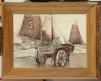 null FORTIN, Marc-Aurèle (1888-1970)
Horsedrawn cart by the sea
Watercolour
Signed...