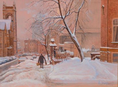 null LEIMANIS, Andris (1938-)
"At dusk, a view of Rue du Musée"
Oil on canvas
Signed...