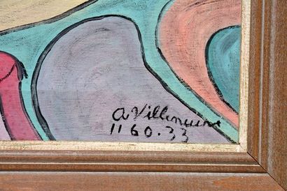 null VILLENEUVE, Arthur (1910-1990)
"Picasso et son château"
Huile sur toile
Signée...