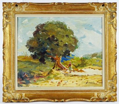 null MIR Y TRINXET, Joaquín (1873-1937/40)
Stroller and tree
Oil on canvas
Signed...