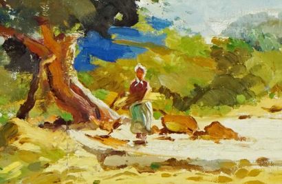 null MIR Y TRINXET, Joaquín (1873-1937/40)
Stroller and tree
Oil on canvas
Signed...