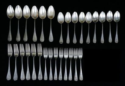 null JAMET, Edmond (actif 1820-1838), ORFÈVRE
Ensemble de couverts en argent. Poinçons...