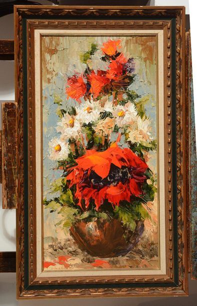 null LAURENCEAU, Lyonel (1946-)
"Floralie rouge #1"
Huile sur toile
Traces de signature...