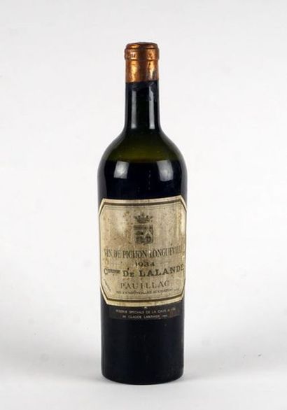 null Château Pichon Comtesse 1934
Pauillac Appellation Contrôlée
Niveau bas
1 bouteille

Provenance:...