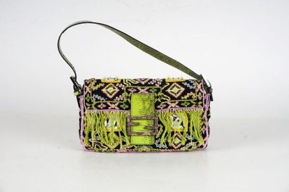 null FENDI BAG
Pink, black and green bohemian style fabric bag, colored beads and...
