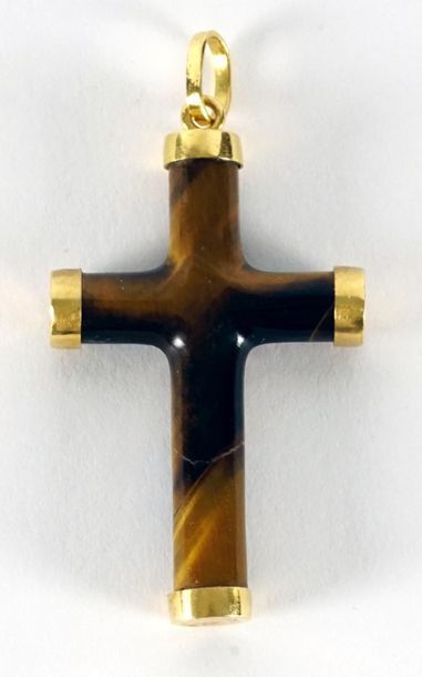 null 18K GOLD TIGER EYE CROSS PENDANT
Pendant stylizing a tiger eye cross, and in...