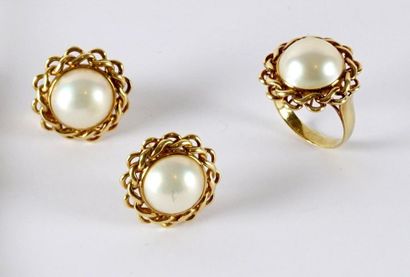 null 14K GOLD SET
Lot composed of a pair of 14K yellow gold earrings, setting with...