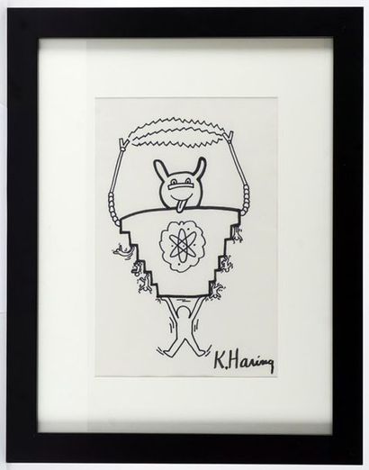 null HARING, Keith (1958-1990)
"Electric men"
Felt tip pen on paper
Signed on the...