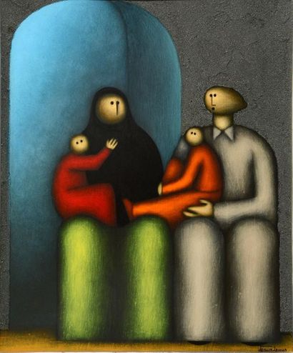 null LEUUS, Jésus Mariano (1948-)
Untitled - Family
Mix media (oil and sand) on masonite
Signed,...