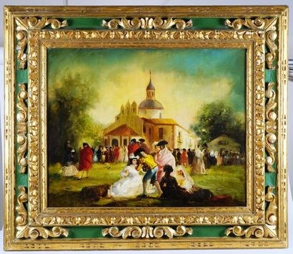 null LUCAS VELASQUEZ, Eugenio (1817-1870)
Mariage
Huile sur toile
Signature en bas...