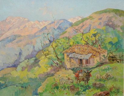 null THOMOPOULOS, Epaminondas (1878-1974)
House in the Pindes
Oil on canvas
Signed...