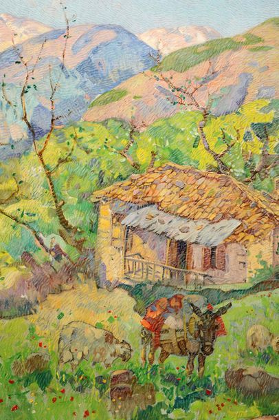 null THOMOPOULOS, Epaminondas (1878-1974)
House in the Pindes
Oil on canvas
Signed...
