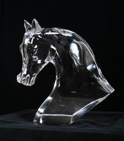 null LALIQUE
Sculpture tête de cheval de Lalique en cristal incolore signée à la...
