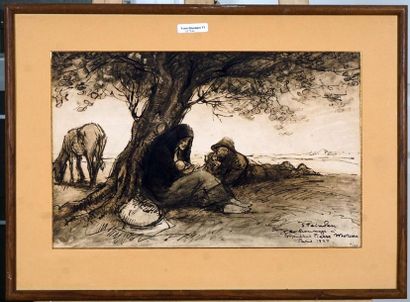 null STEINLEN, Théophile Alexandre (1859-1923)
Halte sous un arbre
Lithographie
Signée,...