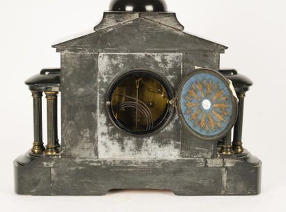 null CLOCK, MARBLE
Antique black marble mantelpiece clock in the shape of a pantheon...
