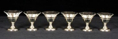 null BIRKS STERLING
Set of 6 glasses with floral design mounted on sterling silver...