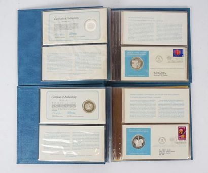 null UN SILVER MEDALS AND STAMPS
Set UN silver medals of stamps from 1975 and 19...