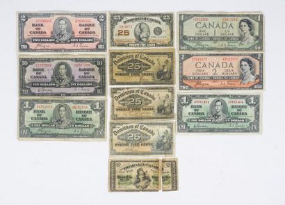 null BILLETS, CANADA
Ensemble de billets de collections du Canada dont 2 billets...