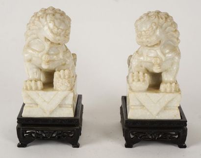 null SERPENTINE
Pair of serpentine lions on a wooden base
H: 17cm - 6.5'' (base included)
L:...