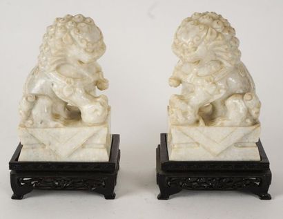 null SERPENTINE
Pair of serpentine lions on a wooden base
H: 17cm - 6.5'' (base included)
L:...