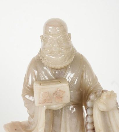 null SOAPSTONE
Sculpture in soapstone of a wise man with rosary on its wooden base
H:...