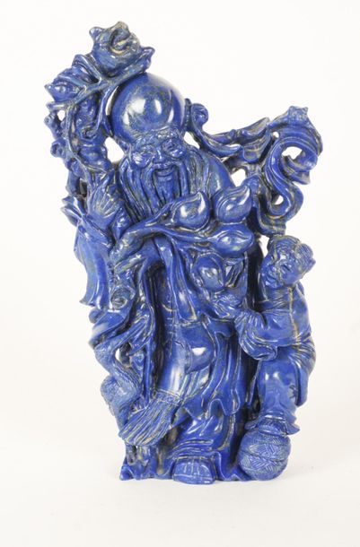 null SCULPTURE
Sculpture in blue stone representing a laughing old man and a child
H:...