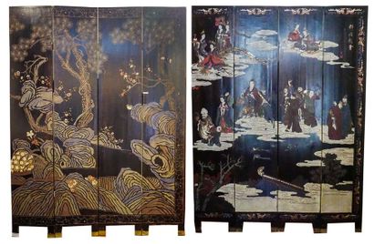 null SCREEN, CHINA
Eight-leaf coromandel-style screen with double-sided decoration...