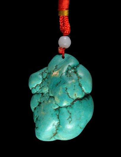 null CHINA
Imitation of polished turquoise in natural form showing veins and crevices....
