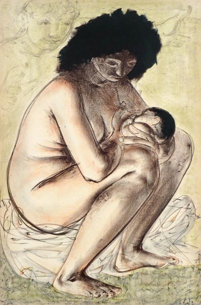 null Hans ERNI (1909-2015)
Mother and child
Lithograph
Signed on the lower right:...